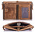 BULLCAPTAIN Genuine Leather Wallet for Men Vintage Bifold with Double Zipper Pockets (Brown)