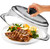 Le’raze Tall Glass Microwave Splatter Cover for Food - Cookware & Bakeware Serving Dish Cover, Plate Guard Lid with Easy Grip Silicone Handle Knob - 100% Food Grade BPA Free & Dishwasher Safe - 10in