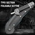 VALHALLA Folding Sickle, Black Sharp Folding Scythe with 2 Sections, Hand Sickle Knife Wooden Handle, Portable Safety Sickle Knife with Sheath