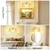 OUTON 2 Light Bathroom Wall Lights, Rechargeable Battery Operated Wall Sconce with Tulip Glass Lampshade, Remote, Touch Control, Dimmable, 8000mAh Battery, Wall Lamp for Mirror Living Room, Orange