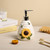 WAIT FLY Bee and Sunflower Ceramic Soap Dispenser with Plasic Pump, Refillable Lotion Soap Bottle-Sunflower-1