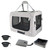Petseek Extra Extra Large Cat Carrier Soft Sided, Portable Small Dog Carrier for 2 Cats, 24"x16.5"x16" Car Travel Folding Comfortable Design with Litter Box and Bowls, Grey+ Litter Box+ Bowl*2