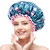 mikimini Large Shower Cap for Women Long Hair, Flamingo Shower Caps with Pink Lace, Double-layer Waterproof, Reusable, Washable,X-Large (Pack of 1)