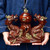 Scizorito Gongfu Tea Set, Chinese Dragon Shape, Pure Hand Firing, Lazy Kungfu Ceramic Tea Set with 360Rotating Teapot and Infuser, Suitable for Office, Home, Gift (Double Red Dragon)