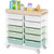 10-Drawer Rolling Cart, Art Cart with Wood Top & Side Handle, Multi-Purpose Craft Organizers and Storage with Lockable Wheels for Classroom, Dormitory, Craft Room and Art Supplies Organization(Green)
