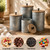 MODE HOME Galvanized Metal Kitchen Canister Set of 4 with Wooden Lids, Rustic Farmhouse Storage Buckets with Spangle Finish for Coffee, Tea, Snacks, Herb Planters & Beverage Tubs