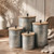 MODE HOME Galvanized Metal Kitchen Canister Set of 4 with Wooden Lids, Rustic Farmhouse Storage Buckets with Spangle Finish for Coffee, Tea, Snacks, Herb Planters & Beverage Tubs