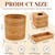 Teenyyou 3 Pcs Rattan Bathroom Accessories Set Wicker Handwoven Trash Can Basket Waste Paper Basket Square Tissue Box Holder Toilet Vanity Tray for Kitchen Office Organizer Decorative(Natural)