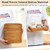 Teenyyou 3 Pcs Rattan Bathroom Accessories Set Wicker Handwoven Trash Can Basket Waste Paper Basket Square Tissue Box Holder Toilet Vanity Tray for Kitchen Office Organizer Decorative(Natural)