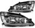 KILOAUTO Headlights Assembly Pair Fit For 2003-2007 For Honda Accord Clear Lens Black Housing Clear Reflector Replace HO2502120,HO2503120