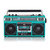 QFX J-220BTTQ Aqua Turquoise Boombox MP3 Conversion from Radio to Cassette with 4-Band (AM, FM, SW1, SW2) Radio with Bluetooth, Dual 3” Speakers, Built-in Microphone, Recorder, and a 3-Band Equalizer