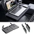 2-in-1 Car Steering Wheel Desk Tray & Slim Seat Gap Filler Organizer, Foldable Car Table for Eating Working, Carbon Fiber Car Laptop Tray & Seat Organizer for Car SUV Truck
