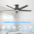 ocioc 52 Inch Black Modern Ceiling Fans with Lights and Remote Control