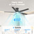 ocioc 52 Inch Black Modern Ceiling Fans with Lights and Remote Control