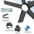 ocioc 52 Inch Black Modern Ceiling Fans with Lights and Remote Control
