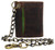 Men's RFID Blocking Trifold Vintage Leather Biker Chain Wallet With Snap Closure (Brown)