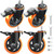 4" Stem Caster Wheels 1/2" Heavy Duty 2000Lbs Locking Casters Set of 4