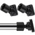 Angled Shower Rod Mount for Sloped Walls - 25mm Shower Bracket & Swivel Joints with Wall Plugs & Screws, Secure Drilling Fix (2, Black)