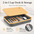 Mayjoy Bamboo Laptop Lap Desk with Storage, Removable Cover, Gray