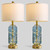 Oneach 24.5" Bedside Table Lamps Set of 2, Blue Coastal Nightstand Lamps with Night Light, USB A+C Charging Ports, Glass Lamps for Bedroom, Living Room, End Table (2 Bulbs Included)