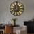 LEIKE Large LED Wall Clocks,Silent,Non Ticking,Battery Operated Rustic Round Modern Big Wood Wall Clock for Living Room, Bedroom,Kitchen,Farmhouse,Office,Home Decor -24" Black,LED,Roman Number