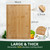 Kikcoin 20”×14” Bamboo Cutting Boards for Kitchen, Wooden Healthy Cutting Boards for Charcuterie, Vegetables, Cheese, Bread, Extra Large Chopping Boards with Deep Juice Groove and Handle, Natural