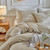 DuShow Grid King Duvet Cover Set - Tan Gingham Washed Microfiber Comforter Cover Set, 3 Pieces Plaid Checkered Soft Reversible Bedding Set(Tan,King)