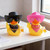 Fukaisu 2pcs Novelty Rubber Ducks, Cool Rubber Ducky with Sunglasses, Necklace, Cowboy Hat, Scarf Cute Car Decoration Accessory for Lovers Friends Family