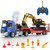 Fistone RC Semi-Trailer Truck & Friction Powered Excavator Toy Set, 1:24 Scale with Sound and Lights, 6 CH Remote Control Flatbed Truck and Inertia-Powered Excavator Toys for Kids Boys, Blue