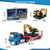 Fistone RC Semi-Trailer Truck & Friction Powered Excavator Toy Set, 1:24 Scale with Sound and Lights, 6 CH Remote Control Flatbed Truck and Inertia-Powered Excavator Toys for Kids Boys, Blue