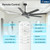 Amico 72 Inch Outdoor Ceiling Fan No Light with Remote,Black
