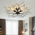 HMVPL Large Semi Flush Mount Ceiling Light Fixture, Black Modern Chandelier with Branch Shapes, 5-Lights Industrial Close to Ceiling Light Fixtures for Living Room Bedroom Kitchen Dining Room(D 37")