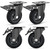 Lygoeege 4'' Plate Caster Wheel Swivel with Brake Solid Rubber Iron Rim
