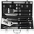 POLIGO 22PCS Heavy Duty BBQ Grill Accessories Set, Non-Slip Grill Tools for Outdoor Grill Set Stainless Steel Grill Utensils Set, Deluxe Grilling Tools Set in Aluminum Case Ideal Gifts for Men Black