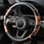 Cow Print Tooled Leather Steering Wheel Cover,14.5-15",Anti-Slip,Brown