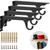 4 Pcs Heavy Duty Closet Rod Bracket with Hook, Wall Mounted Closet Shelf Brackets, Black Steel Rod Support Bracket with Screws for Closet Garage, 11.18 x 4.7 x 1.6 in