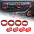 Red Metal Window / AC / Radio Control Knob Button Cover Protectors 8PCS