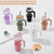 chunmo 40 oz Glass Tumbler with 2 Lids-Bamboo Straw Lid & 2-in-1 Sip and Flip Straw Lid,Iced Coffee Cup with Handle, Glass Water Bottles with Silicone Sleeve,Glass Cup with Straws, BPA Free-1 Pack