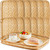 FillTouch 12 Pcs Bamboo Wicker Serving Trays 16.93 x 13 x 1.57 Inch Hand Woven Lap Trays for Eating Rectangular Flat Basket Tray Decorative Bedroom Bed Tray for Eating Dinner Fruit Snack Holder
