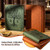 OVESMUSL 2 Pack PU Leather 3 Ring Binder, 2 Inch Green Brown