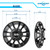 ENEKERP Golf Cart SS Wheel Covers Hub Caps, Golf Cart 8 Inch Wheel Hubcaps for Club Car EZGO Yamaha and Most Golf Carts (Except RXV), 6-Spoke Design, Set of 4 Golf Cart Black Hubcaps Wheel Covers