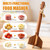 Teak Wood Meat Masher with 4 Blades, 11-Inch Ground Beef Chopper, Handheld Shredder Utensil for Kitchen Mashed Hamburger Potato Vegetable Puree