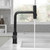 OWOFAN Kitchen Faucet with Pull Down Sprayer Black Waterfall Single Hole Single Handle Stainless Steel Kitchen Sink Faucets