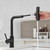 OWOFAN Kitchen Faucet with Pull Down Sprayer Black Waterfall Single Hole Single Handle Stainless Steel Kitchen Sink Faucets