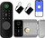 Jacchozhi Smart Gate Lock, Double Sided Keypad Door Lock, WiFi Fingerprint Digital Gate Latch, Surface-Mounted, Keyless Entry Rim Lock, Auto-Lock, Waterproof, for Outdoor Fence Garden Yard Pool