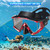 Snorkel Set - Pano 3 Window Dive Mask with Dry Top Snorkel, Shatterproof PC Glass, Anti-Fog, Liquid Silicone Skirt, Adjustable Straps, Snorkeling Gear for Adults, Youth (Black+Red 2 Pack)