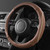 CAR PASS Brown Delux Leather Steering Wheel Cover, Universal Fit for Suvs,Sedans,Vans,Small Trucks for 14.5" to 15"(Brown & Beige Piping)
