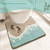 WREWING Beach-Themed U-Shaped Toilet Mat, Coastal Non-Slip Bath Rug with Wave Design & Footprints, Soft Absorbent Microfiber Floor Mat for Toilet Base, Machine Washable Bathroom Decor 22x20 Inch