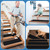 Non Slip Stair Treads for Wooden Steps,15 Pack 8" X 30" Stairs Carpet Treads Indoor with Reusable Peel and Stick Adhesive for Kids Elders and Pets,Polyester TPR Backing