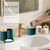 Icegrey Bathroom Accessories Set, 25PCS Bathroom Set with Shower Curtain Set and Rugs, Trash Can, Toothbrush Holder, Soap Dispenser, Soap Dish, Toilet Brush, Trash Can and Towel, Dark Green